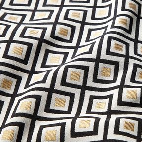 Tela decorativa Jacquard Rombos decorativos – blanco lana/dorado | Retazo 50cm, 