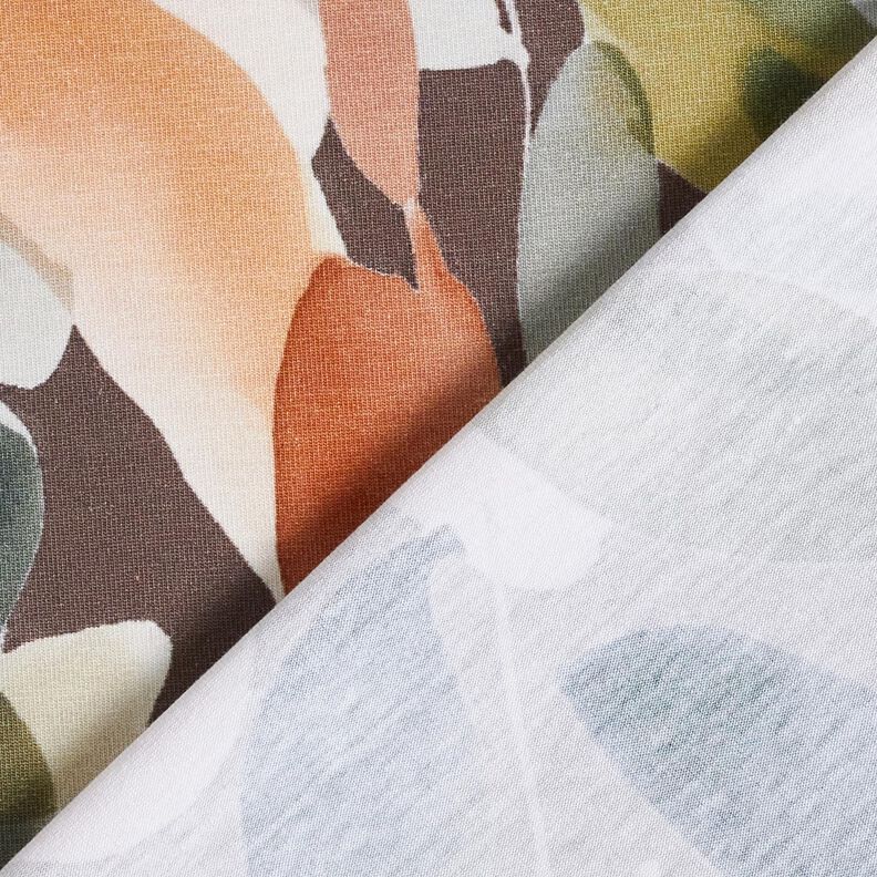 Tela de jersey de algodón Impresión digital de flores de acuarela – cobre/pistacho,  image number 4