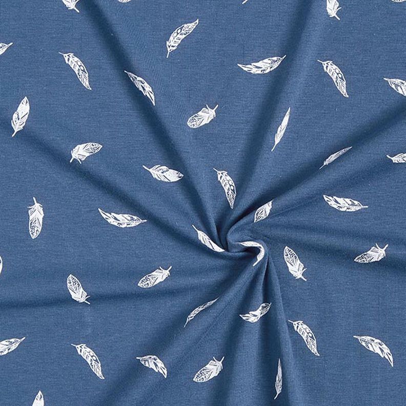 Tela de jersey de algodón Plumas – azul vaquero,  image number 3