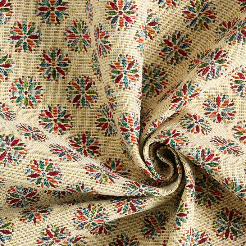 Tela decorativa Tapiz Mandalas de flores pequeñas – beige claro/rojo,  image number 3