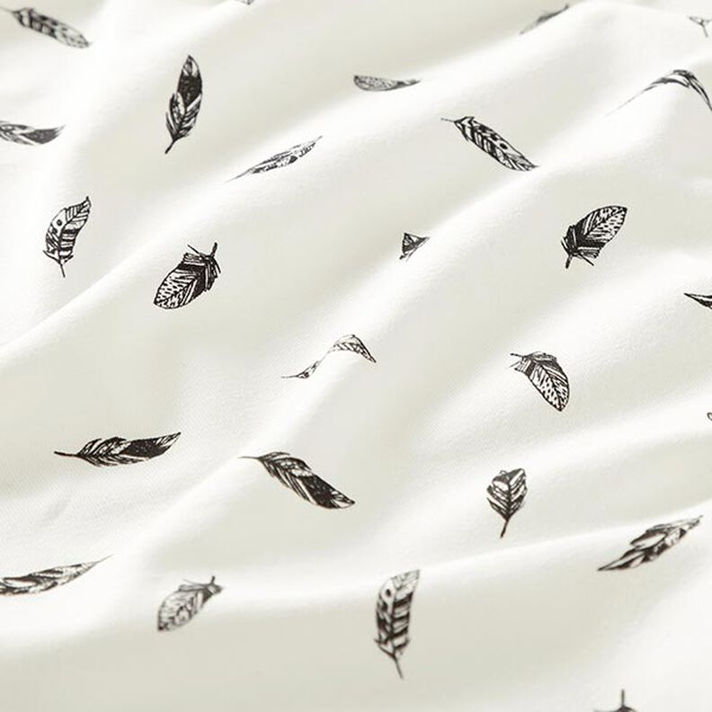 Tela de jersey de algodón Plumas – blanco lana,  image number 2