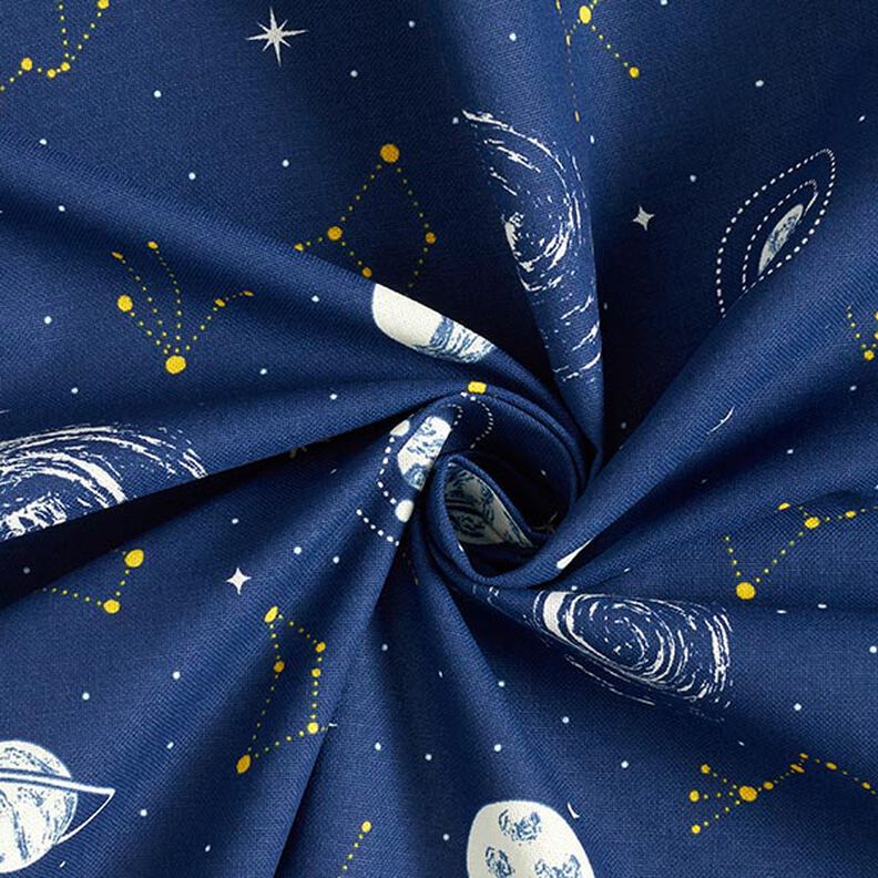 Tela decorativa Constelaciones Brilla en la oscuridad – azul marino/amarillo claro,  image number 5