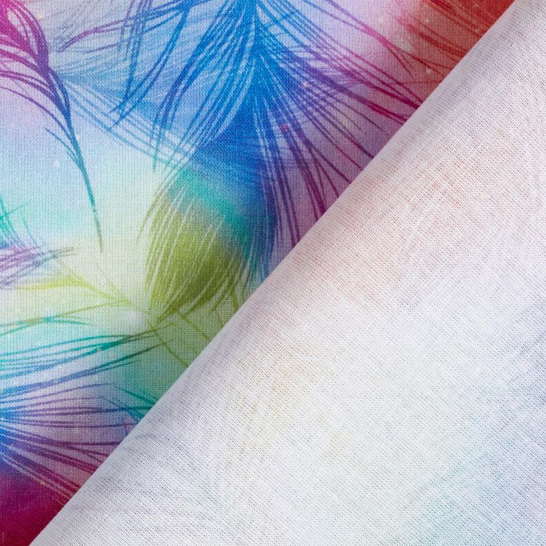 Popelina de algodón Arcoíris y plumas Impresión digital – azul real/mezcla de colores,  image number 4