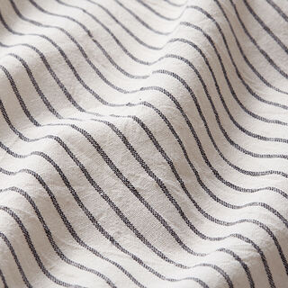 Tela para blusas Mezcla de algodón Rayas anchas – blanco lana/negro, 
