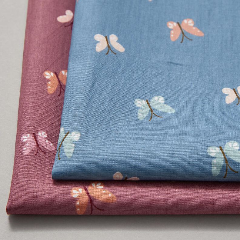 GOTS Popelina de algodón Mariposas – azul brillante,  image number 5
