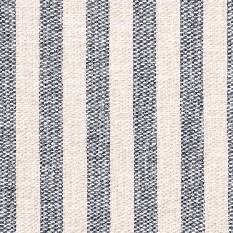 Lino mixto Rayas &ndash; natural/azul marino,  image number 1