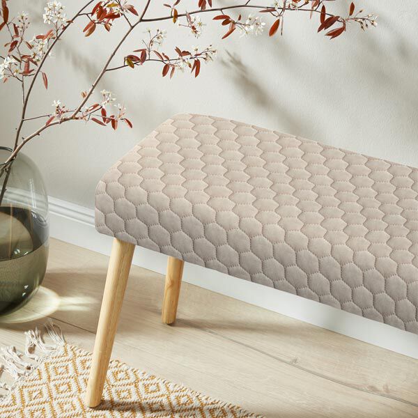 Tela de tapicería Terciopelo acolchado en diseño de panal – arena,  image number 7