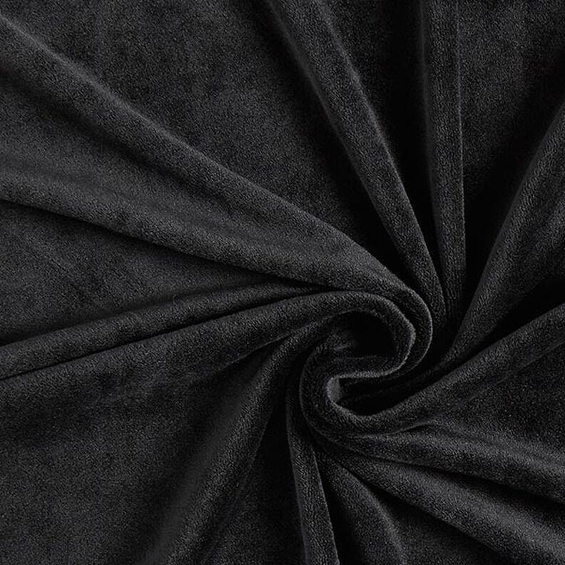 Terciopelo Stretch Tela de niqui – negro,  image number 1