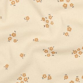 GOTS Jersey canelado Cama de flores | Poppy Fabrics &ndash; crema/marr&oacute;n avellana, 