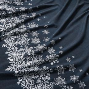 Felpa francesa veraniega Flores de hielo Tela ribeteada | Glitzerpüppi – azul noche/blanco, 