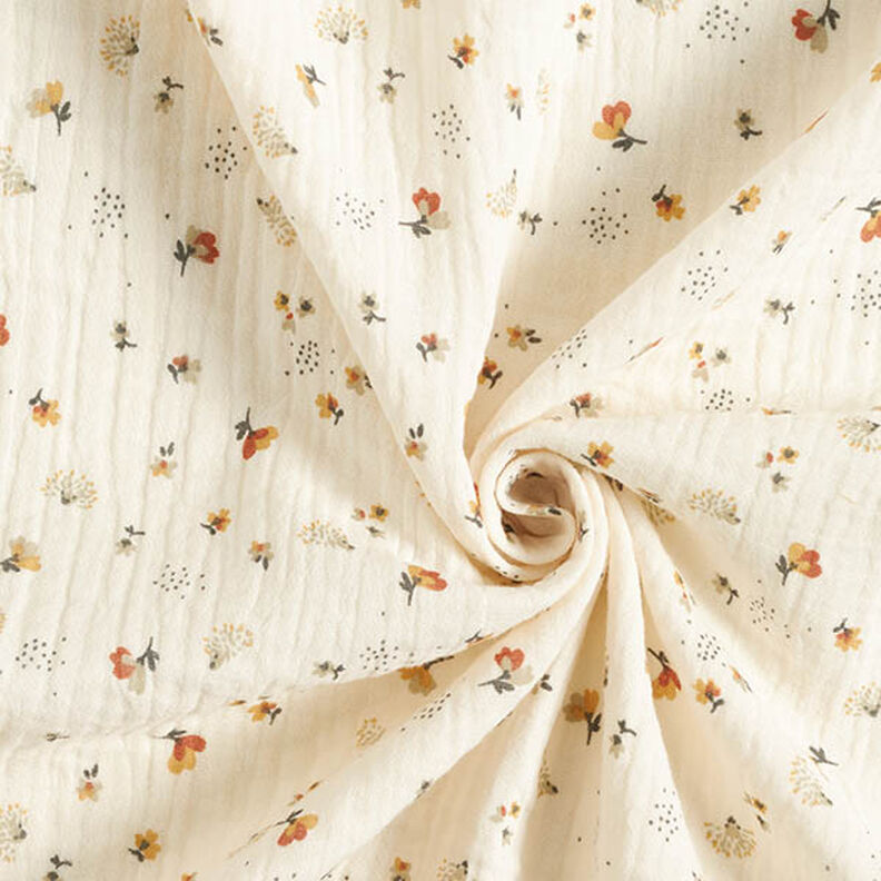 Muselina/doble arruga Flores y erizos – blanco lana,  image number 3