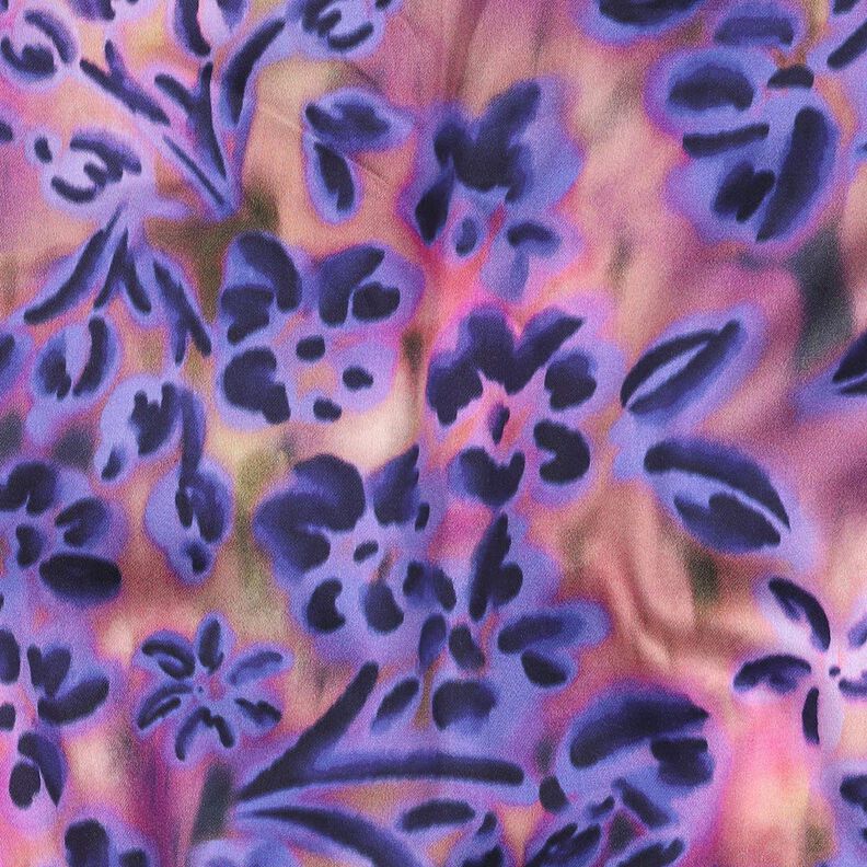 Sat&eacute;n de algod&oacute;n Flores de acuarela Impresi&oacute;n digital | Poppy Fabrics &ndash; anacardo/lila,  image number 2