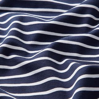 GOTS Tela de jersey de algodón rayas | Albstoffe – azul marino/blanco, 