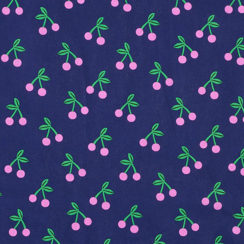 Algod&oacute;n revestido Bonitas cerezas &ndash; azul marino,  image number 1