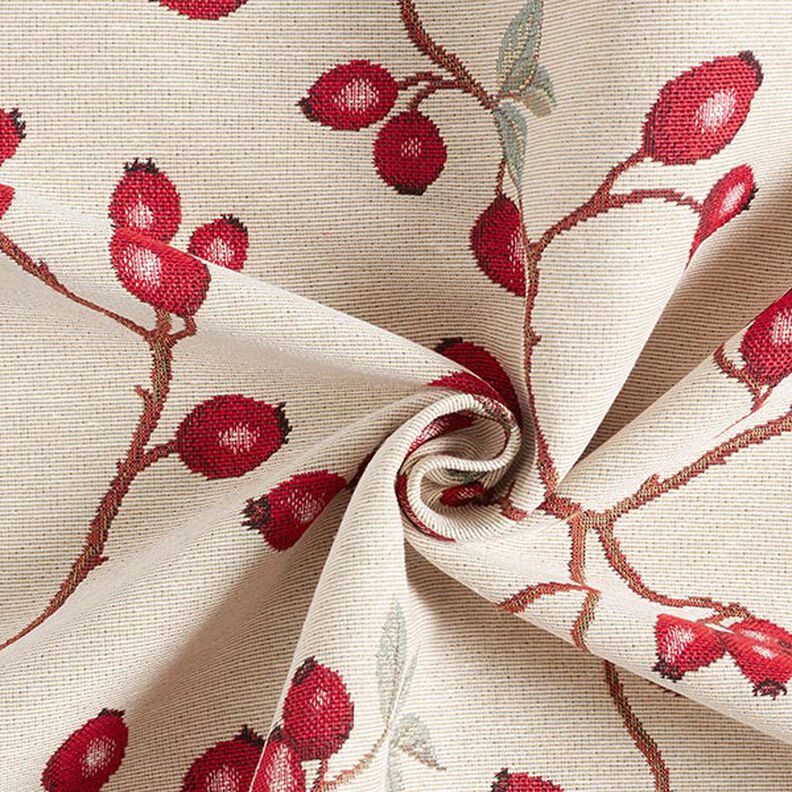 Tela decorativa Tapiz Rosa mosqueta – beige claro/rojo,  image number 4