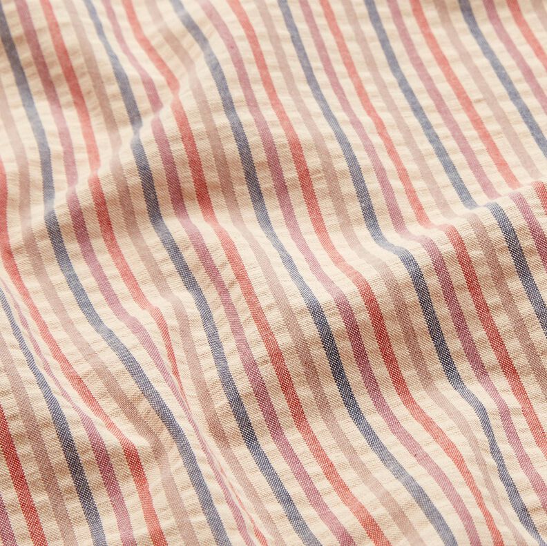 Tela Seersucker Rayas de colores – anacardo/uva,  image number 2