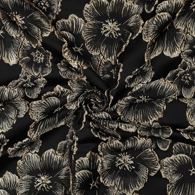 Jacquard Flores con efecto 3D – negro/almendra,  image number 3