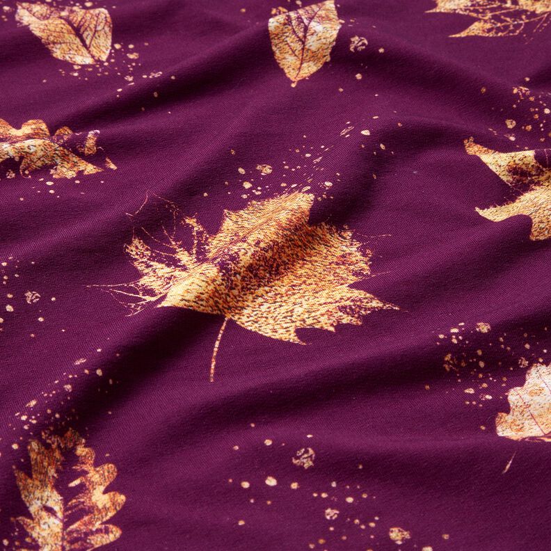 Felpa francesa Hojas doradas de oto&ntilde;o | Glitzerp&uuml;ppi &ndash; uva/dorado,  image number 2