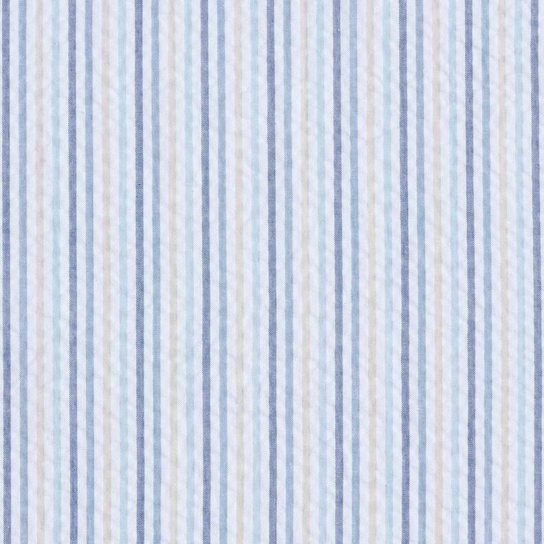 Tela Seersucker Algodón Mezcla de rayas – azul/blanco,  image number 1