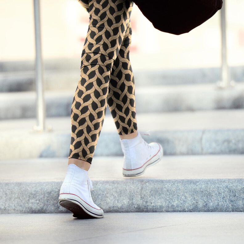 Tela de jersey de viscosa Patrón de brillantina – negro/albaricoque,  image number 6