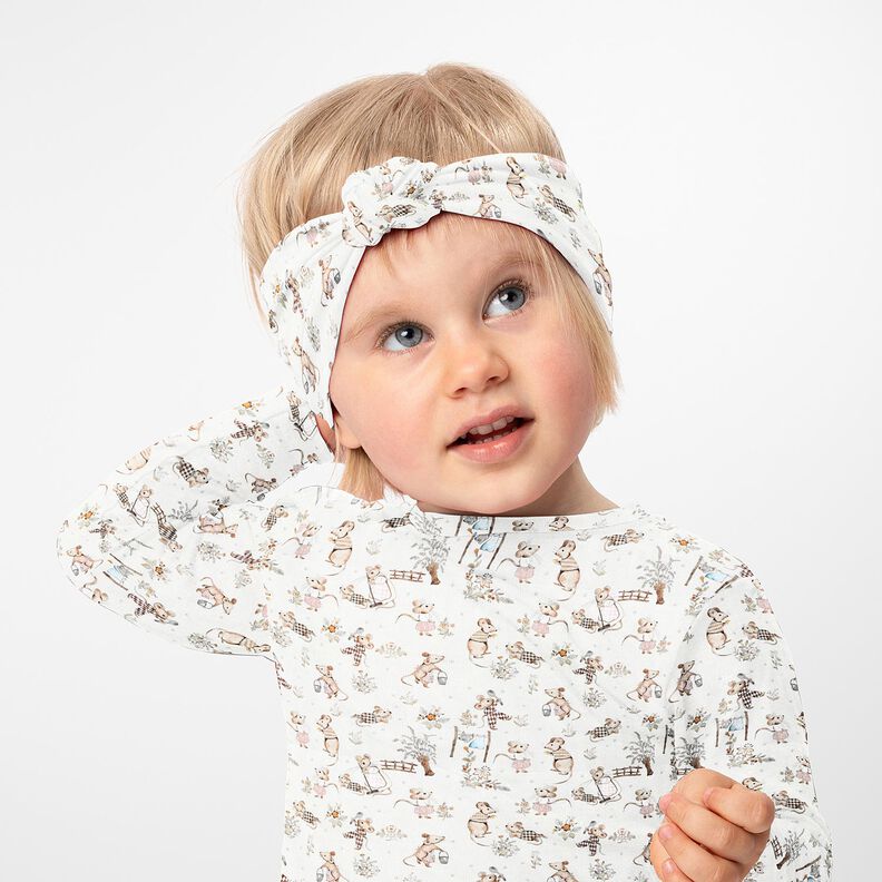 Tela de jersey de algod&oacute;n Familia de ratones Impresi&oacute;n digital &ndash; blanco lana,  image number 5