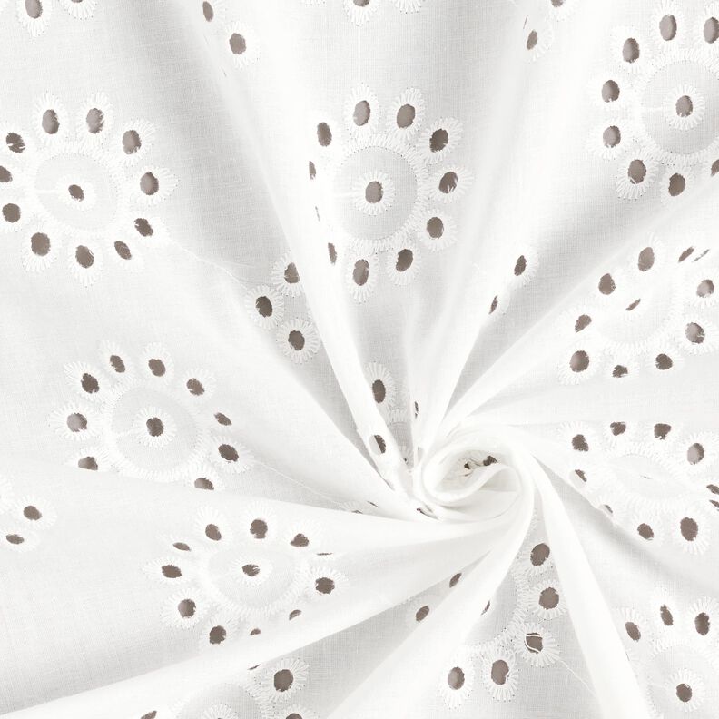 Tela de algodón con bordado floral – blanco,  image number 3