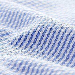 Tela Seersucker Mezcla de algodón Rayas – azul real/blanco lana, 