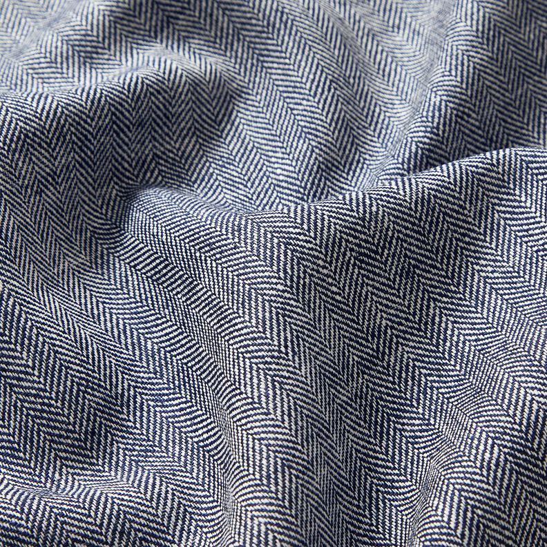 Mezcla de lino y algod&oacute;n Espina de pescado &ndash; azul noche,  image number 2