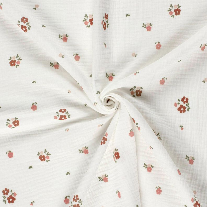 Muselina/doble arruga Flores &ndash; blanco,  image number 3