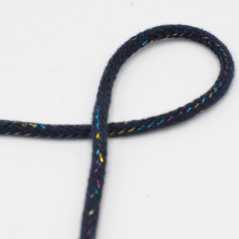 Cordel de algodón Lúrex [Ø 5 mm] – azul noche,  image number 1