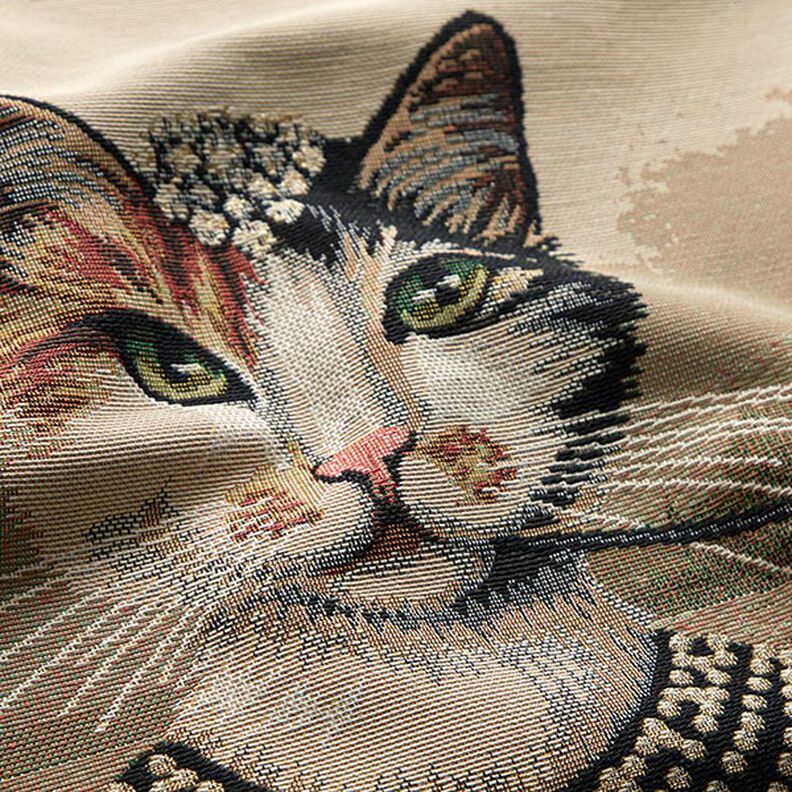Panel Tapiz gato elegante – beige oscuro/negro,  image number 2