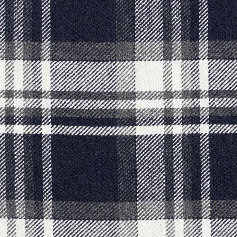 Tejido de abrigo con reverso de piel a cuadros – azul noche/gris pizarra,  image number 1