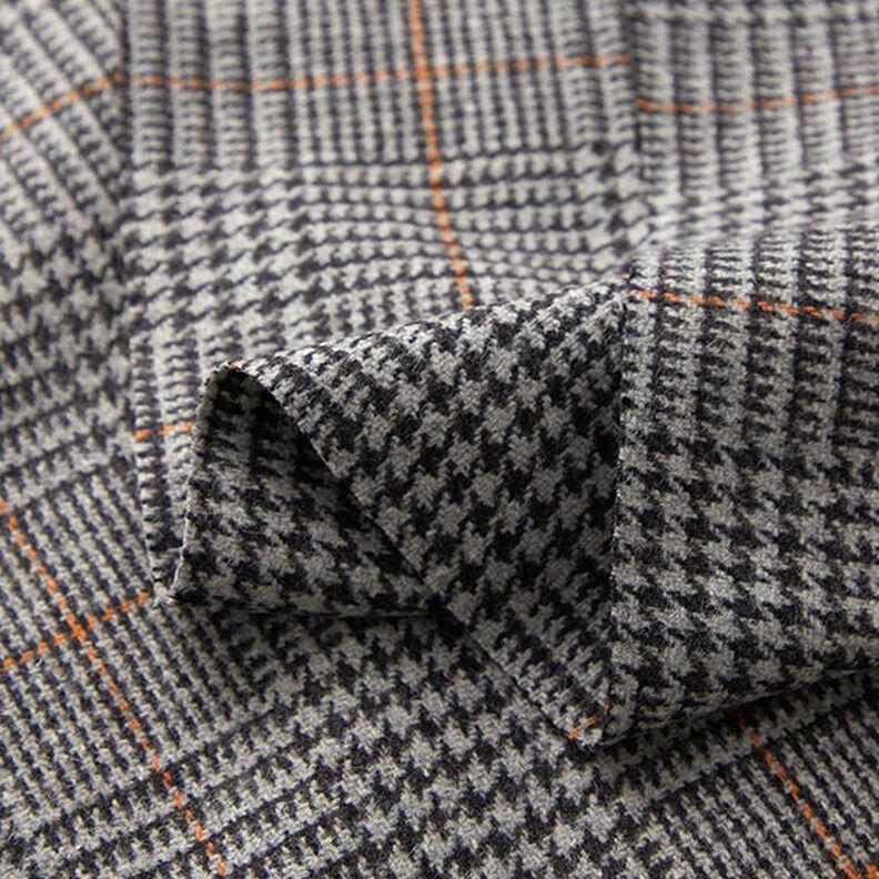 Tela de lana Príncipe de Gales – gris oscuro/naranja,  image number 3