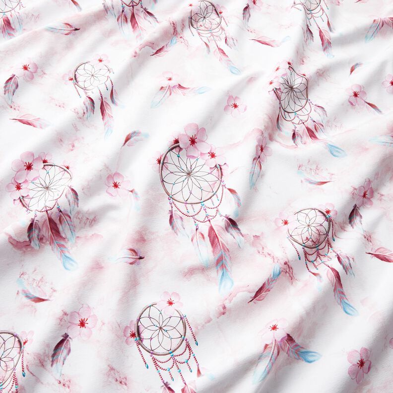 Tela de jersey de algodón Look mármol con atrapasueños | Glitzerpüppi – rosado,  image number 1