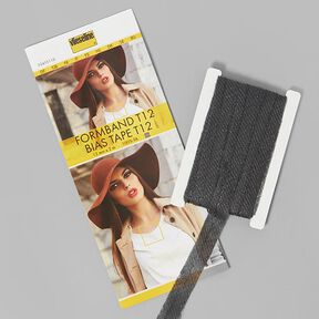 Cinta al bies T12 [12 mm x 5 m] | Fliselina – antracito, 