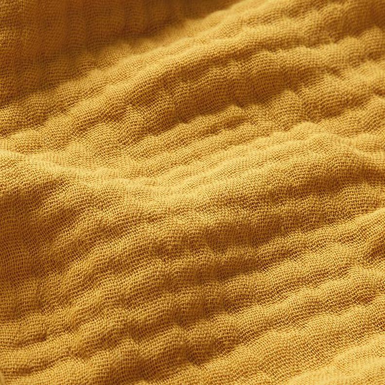 GOTS Muselina de algodón de tres capas – amarillo curry,  image number 3