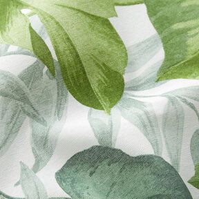 Tela decorativa Lona Grandes hojas de monstera – blanco/verde hierba | Retazo 150cm, 