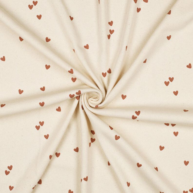 Jersey canelado Corazones dispersos | Poppy Fabrics – beige claro/marrón,  image number 3