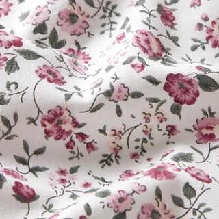 Popelín de algodón rosas delicadas – blanco/malva, 