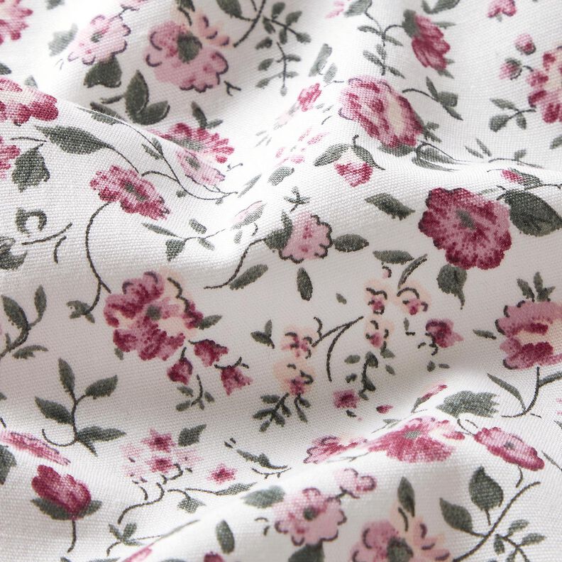 Popelín de algodón rosas delicadas – blanco/malva,  image number 2