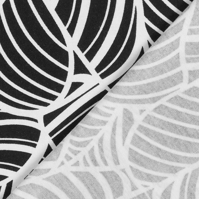Tela de jersey de viscosa hojas abstractas – negro/blanco,  image number 5