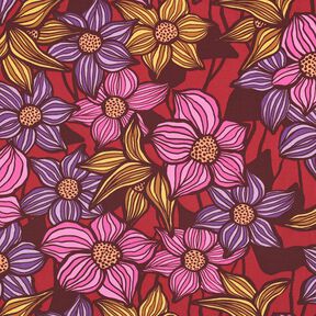 LENZING™ EcoVero™ Tela de viscosa Flores | Poppy Fabrics – merlot/albaricoque, 
