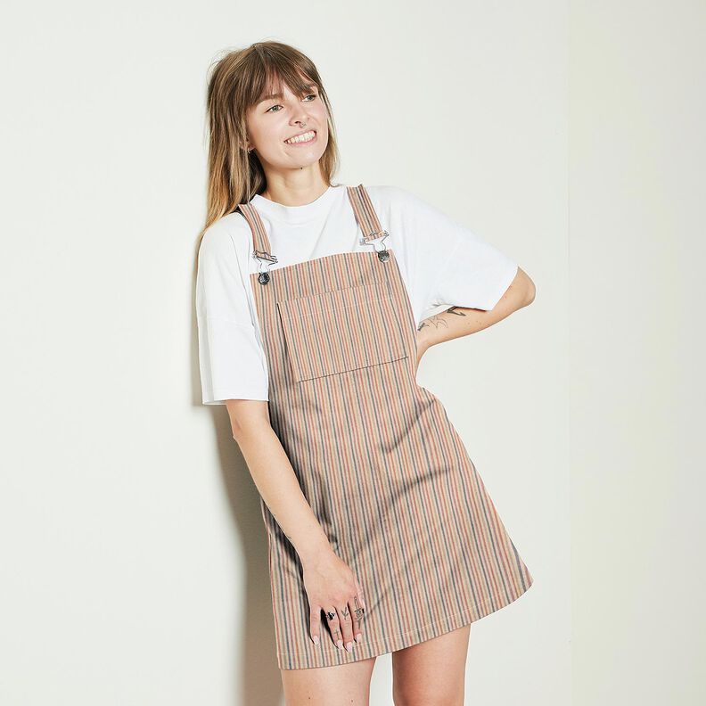 Tela Seersucker Rayas de colores – anacardo/uva,  image number 5