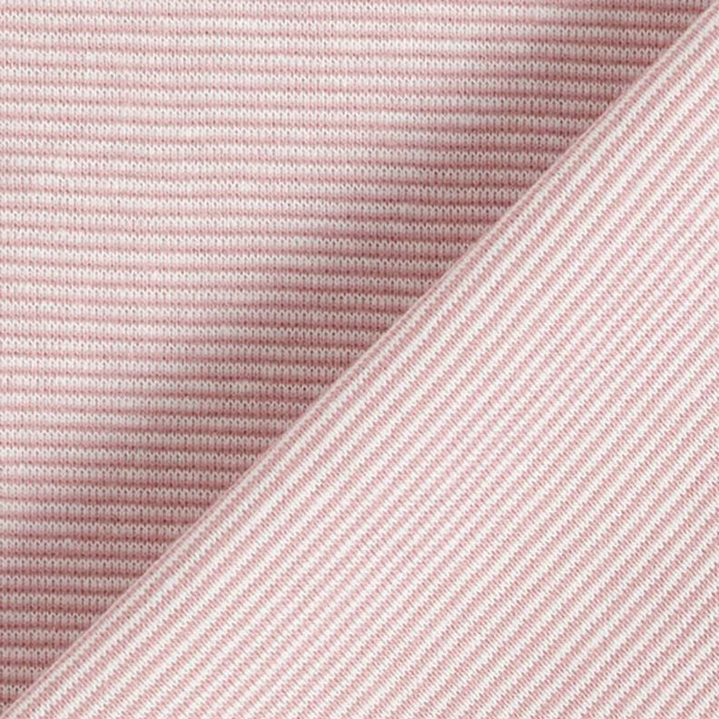 Tejido para puños con rayas estrechas – rosa antiguo/blanco lana,  image number 3