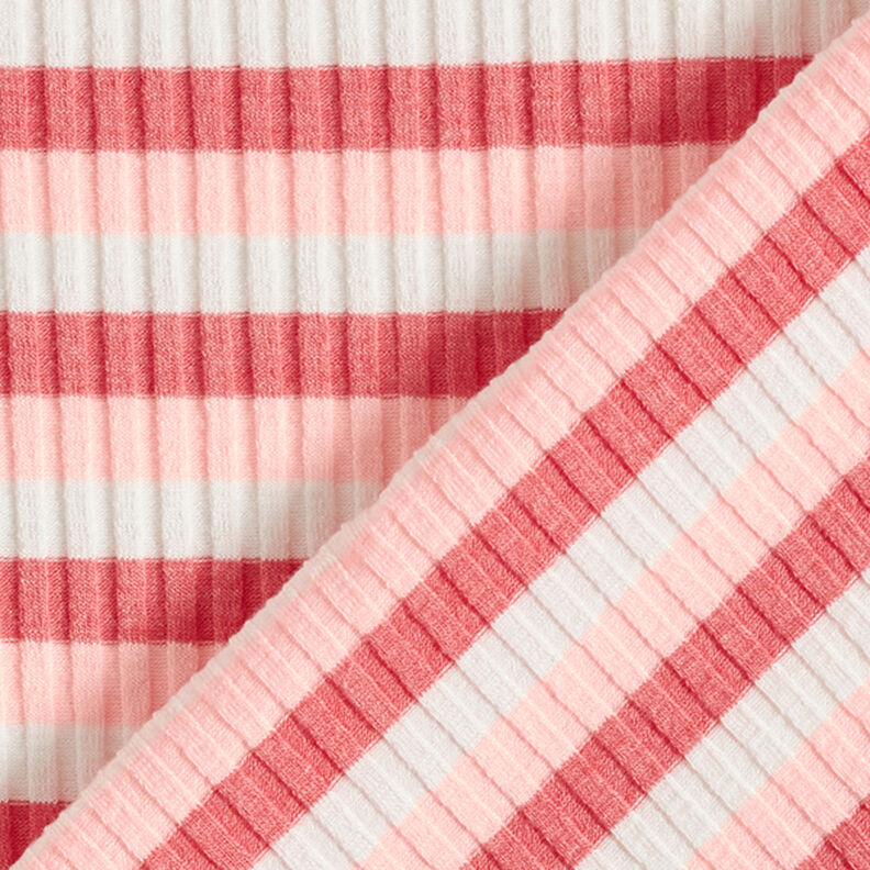 Punto canelado rayas horizontales – rosa oscuro/langosta,  image number 4