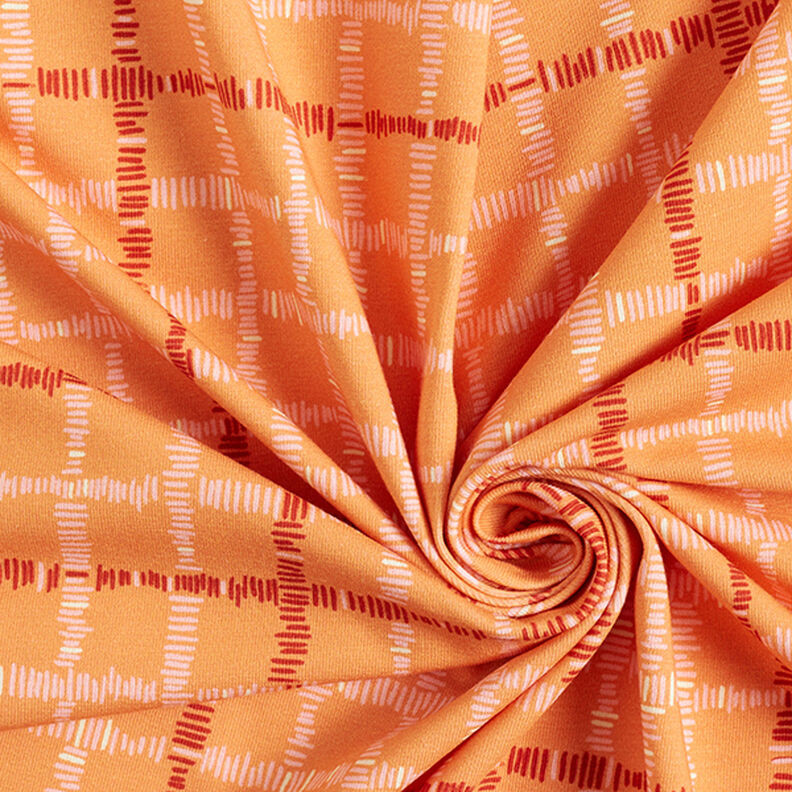 GOTS Tela de jersey de algodón Cuadros | Tula – naranja/terracotta,  image number 3