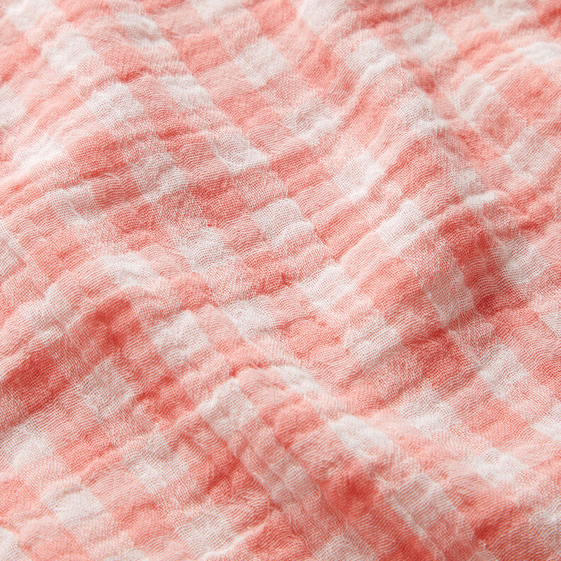 Muselina/doble arruga Hilo de cuadrados Vichy teñidos – rosa antiguo/blanco,  image number 3