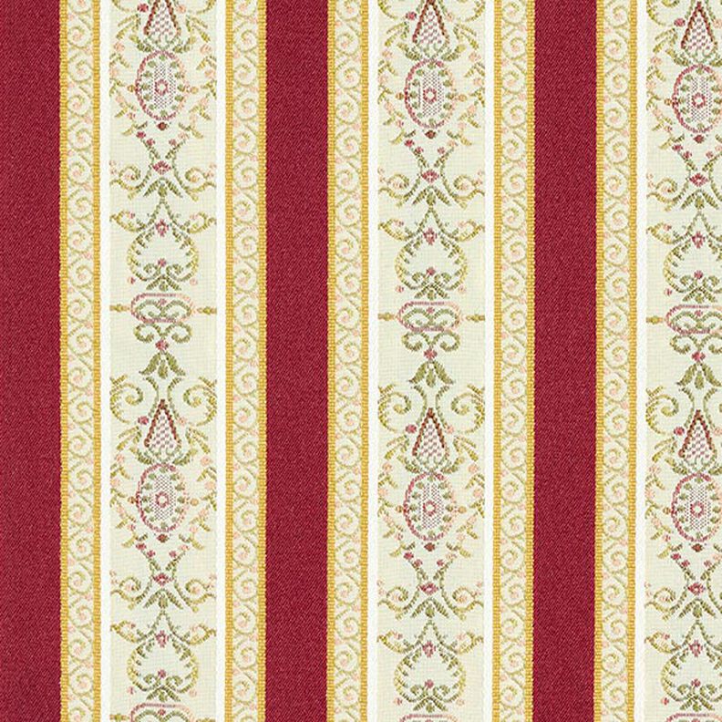 Tela de tapicería jacquard Rayas Biedermeier – crema/rojo,  image number 1