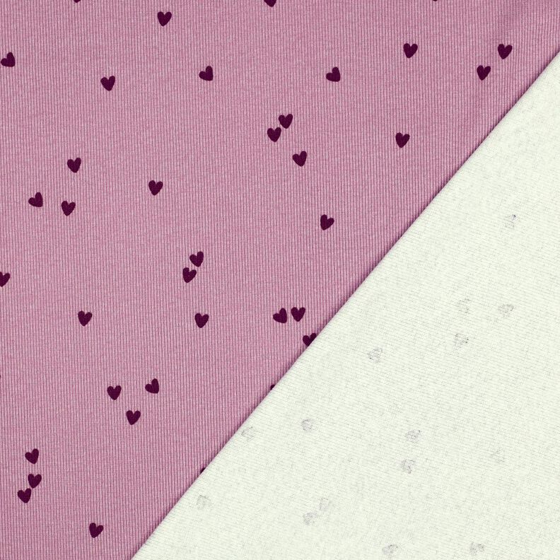 Jersey canelado Corazones dispersos | Poppy Fabrics – violeta pastel/merlot,  image number 4