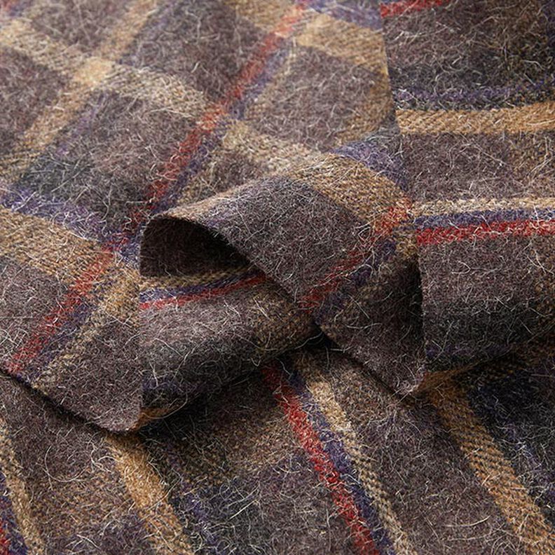 Mezcla de lana virgen a cuadros – marrón oscuro,  image number 4